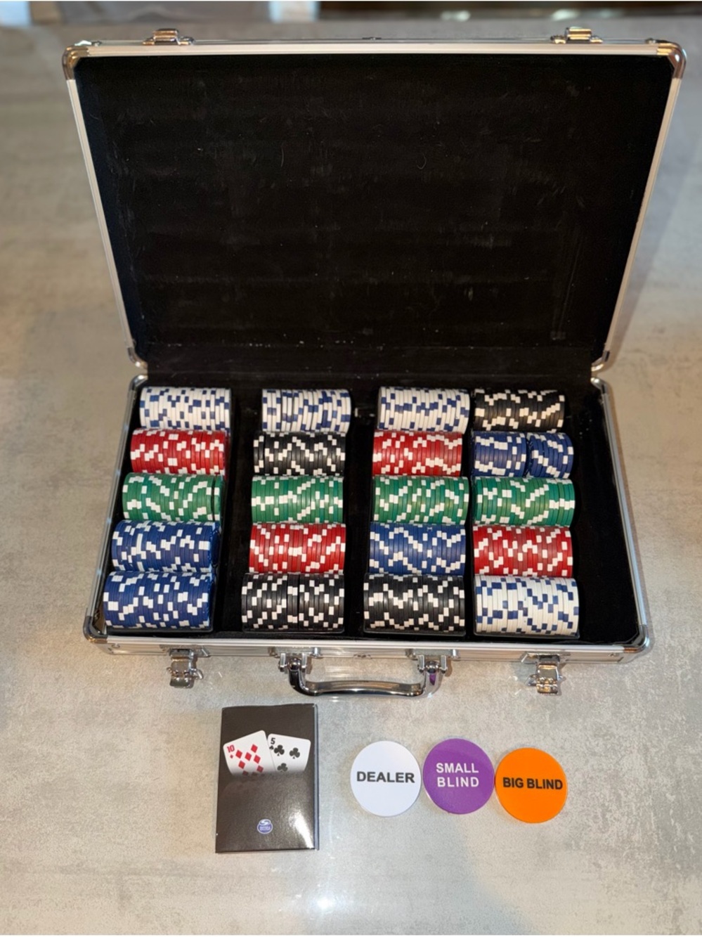 Professional Poker Chip Set with Carry Case - Multi-Color